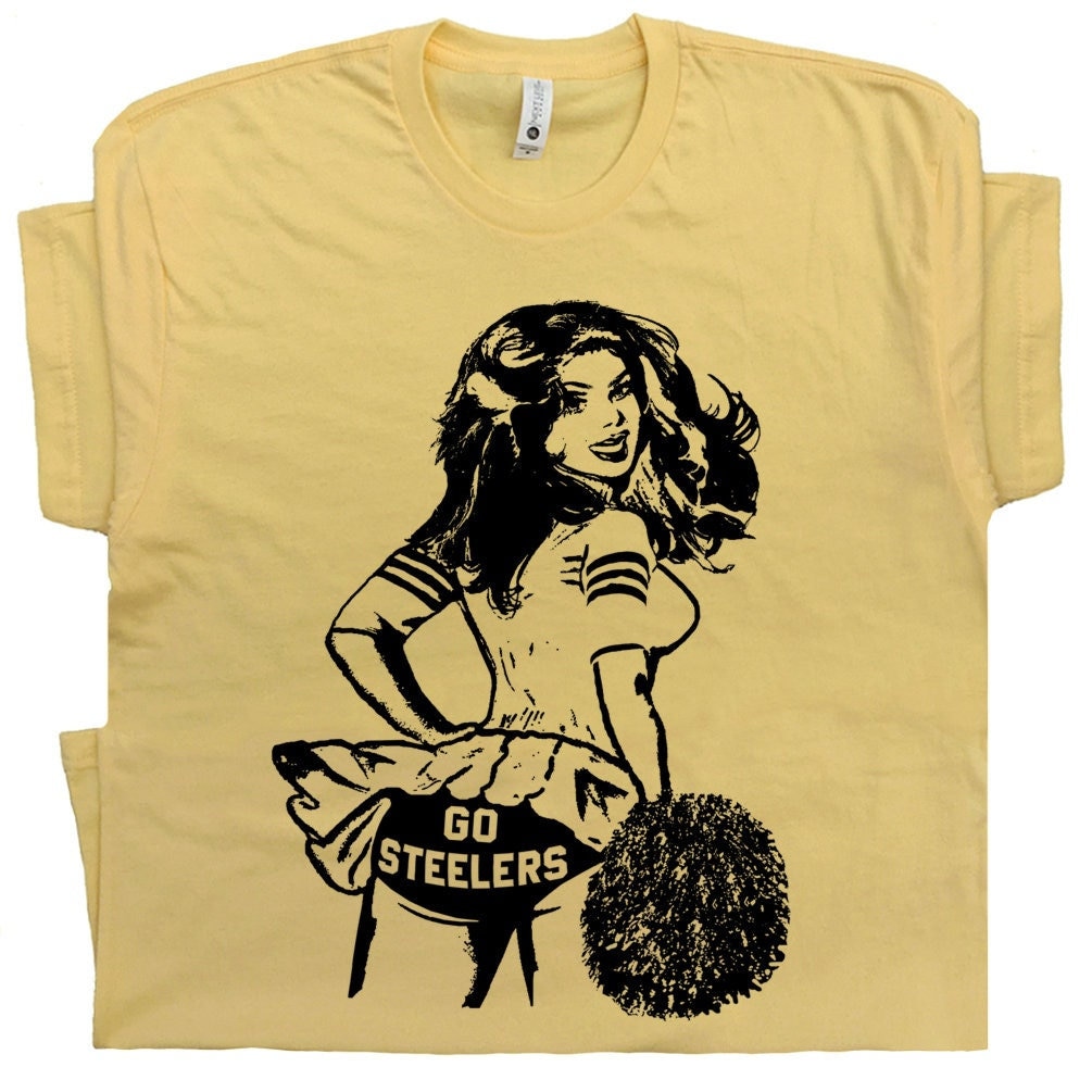 Go Steelers T Shirt Vintage Football Shirts For Women Men Cute Retro Steelers Cheerleader Tee Funny Graphic Shirt Alternative Steelers Logo