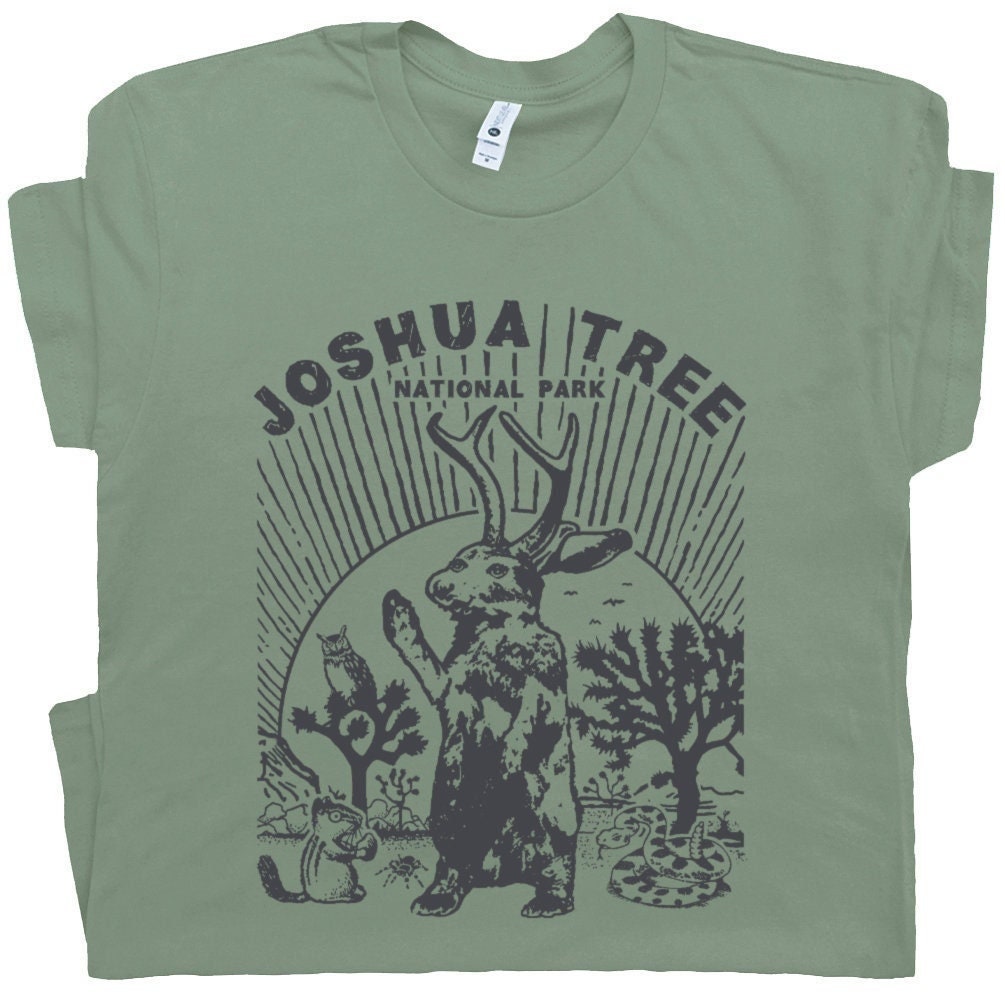 Joshua Tree T-Shirt Jackalope Shirts für Männer Frauen Jungs Joshua Tree Vintage Nationalpark Souvenir TShirt Coole Tier Shirts Eule Grafik Tee