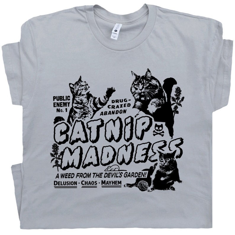 Funny Cat Shirts for Women Men Catnip Madness Cute Cat Shirts Funny Shirts with Cats Cool Graphic T Shirts Vintage Graphic Tees 