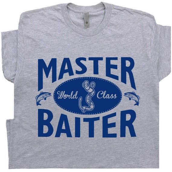 Master Baiter T Shirt Funny Fishing T Shirts With Offensive T Shirt Novelty  T Shirt Saying Hilarious Slogan Tee Mens Fisherman Adult Humor 