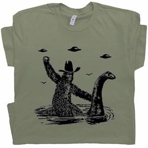 Funny Bigfoot Shirt Loch Ness Monster Shirt Cryptid Ufo T Shirt Funny Shirts for Men Women Vintage Cryptozoology Sasquatch Cool Graphic Tee