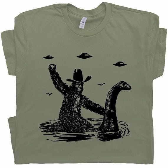 Funny Bigfoot Shirt Loch Ness Monster Shirt Cryptid Ufo T Shirt Funny Shirts for Men Women Vintage Cryptozoology Sasquatch Cool Graphic Tee