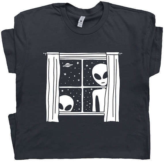 Funny Alien T Shirt Cool Ufo Shirt for Men Women Boys Roswell NM Retro Graphic Tee Area 51 T Shirt Cryptid Shirt Weird Graphic Tee in Window