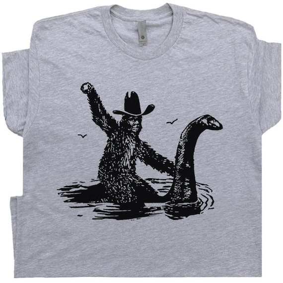 Funny Shirts Cool T Shirt Bigfoot Shirts Hilarious Loch Ness Monster Shirt Really Vintage Graphic Retro Novelty Humorous Tee For Men Women
