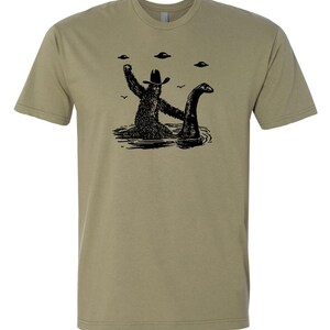 Funny Bigfoot Shirt Loch Ness Monster Shirt Cryptid Ufo T Shirt Funny Shirts for Men Women Vintage Cryptozoology Sasquatch Cool Graphic Tee image 2