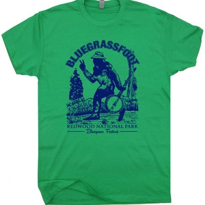 Bluegrassfoot Bluegrass T Shirt Banjo Shirts Cool Vintage Bigfoot Tees ...