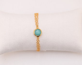 Dainty Bracelet, Beaded Bracelet, Gold Birthstone Bracelet, Minimal Bracelet, Bead Bar Bracelet, Gemstone Bracelet, Thin Gold Bracelet