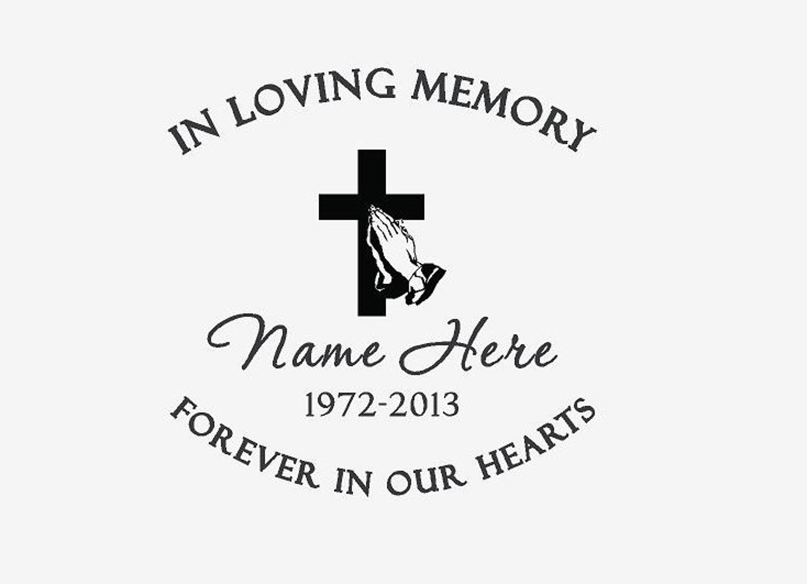 IN LOVING MEMORY Custom Car Window Decal Cross & Praying Etsy