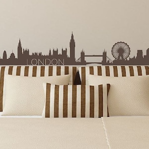 London City Skyline Vinyl Wall Decal - Living Room Decal - Mural -Wall Sticker- Wall Decor, Bedroom Decal, Silhouette CE126