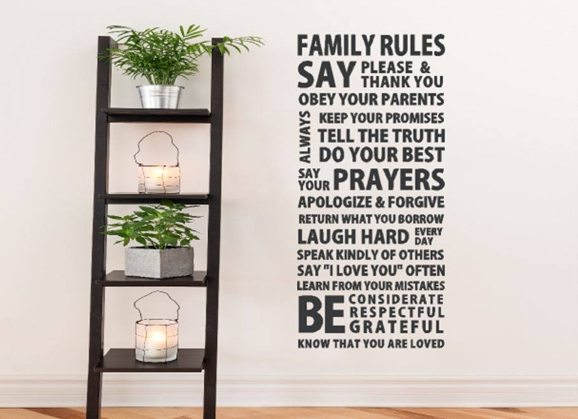 Family Rules Wall Decal House Rules Wall Art Family Wall Etsy