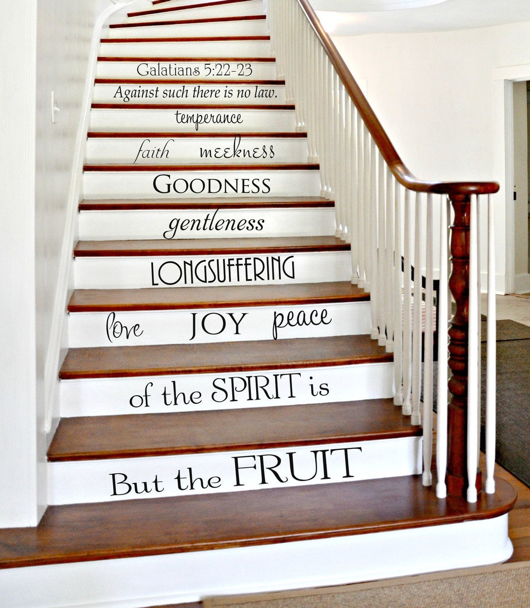 Bible Verse Stair Riser Decals, Galatians 5 22, Christian Stair ...
