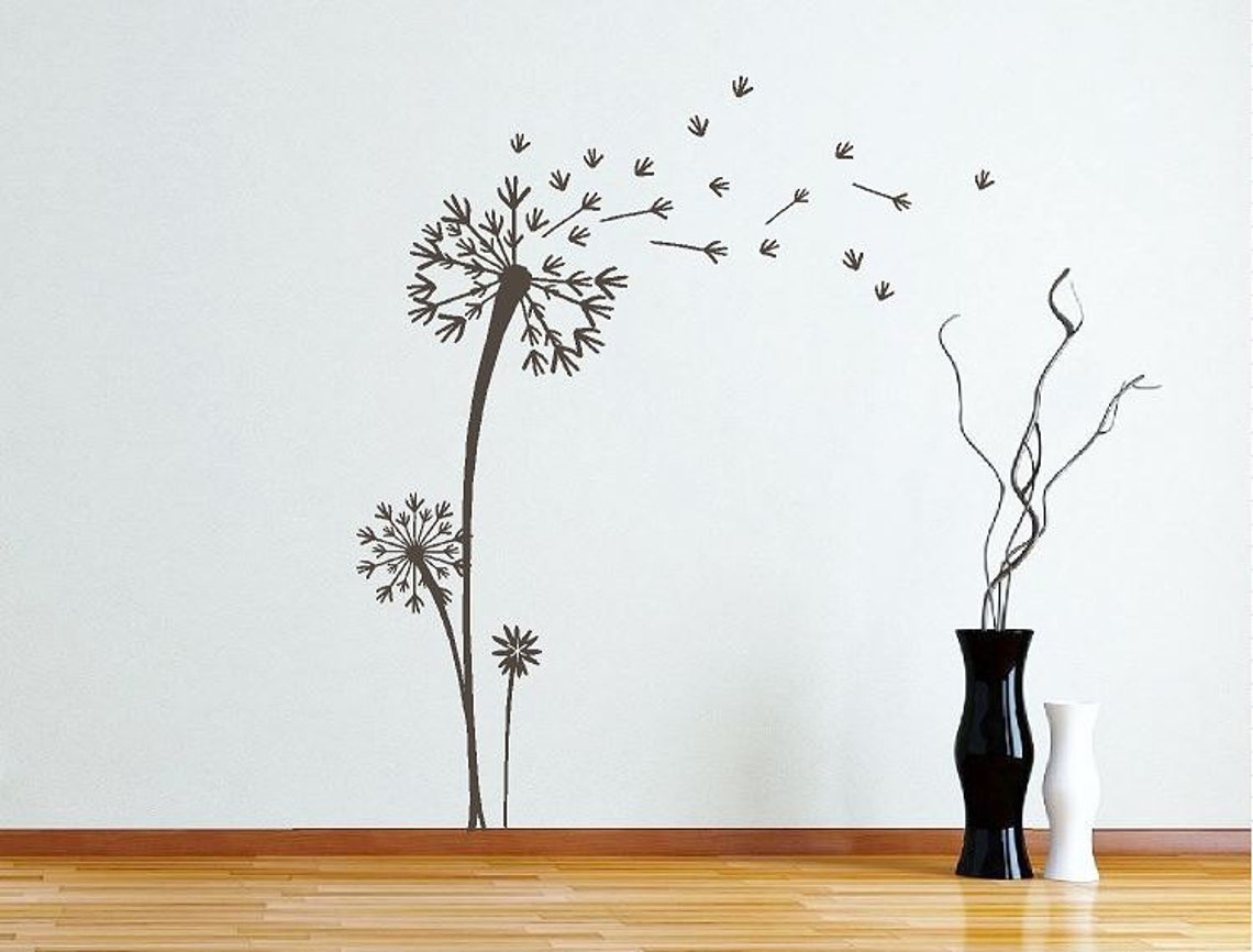 Dandelions Wall Decal Blowing Dandelion Seeds Vinyl Wall Etsy
