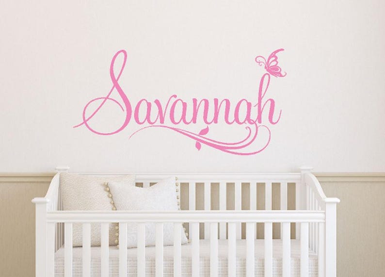 personalized girls name wall decal baby girl name decal | etsy