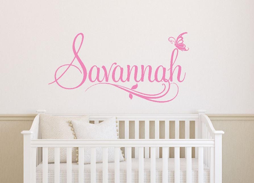 personalized girls name wall decal baby girl name decal | etsy