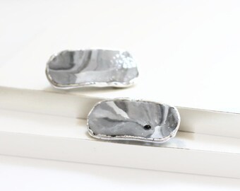 Marbled Hair Clips, Gray Swirl Clips, Pair of Matching Hair Clips, Small Hair Barrettes