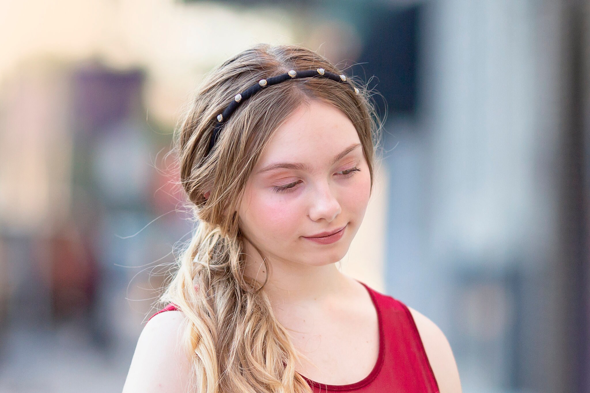 Black Pearl Skinny Hairband Headband For Formal Wear