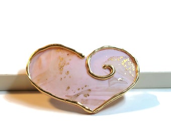 Heart Hair Clip, Blush Pink Heart Hair Barrette, Heart Clip for Long Hair, V Day Gifts