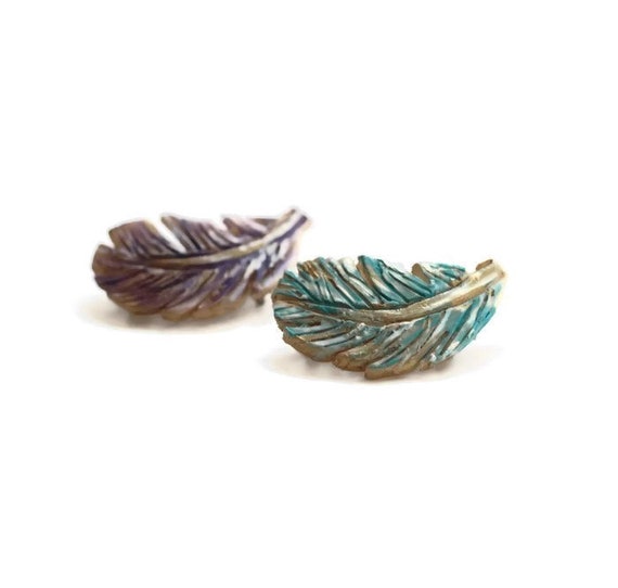 Feather Hair Clip Feather Barrette Small Hair Barrette Etsy