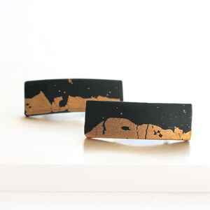 Small Black and Gold Modern Hair Clips, Small Elegant Barrettes