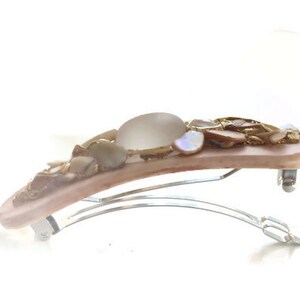 Blush Hair Clip, Romantic Hair Barrette, Boho Wedding Clip, Crystal Shell Hair Barrette, Bridal Hair Clip, Barrettes for Thick Hair image 4