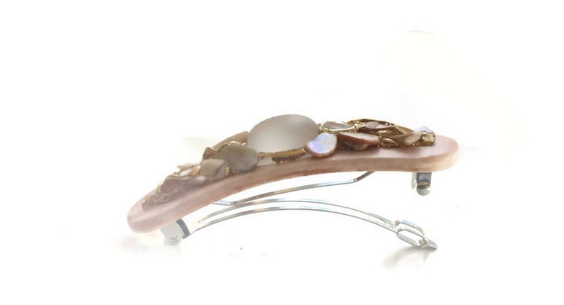 Blush Hair Clip, Romantic Hair Barrette, Boho Wedding Clip, Crystal Shell Hair Barrette, Bridal Hair Clip, Barrettes for Thick Hair image 4