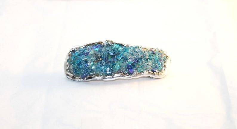 Hair Clip, Seaglass Blue Hair Clip, Faux Druzy Clip, Barrette for Thick Hair, Crystal Hair Clip, Turquoise Blue Clip, Holiday Glam image 2