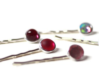 Pink Hair Pins, Shades of Pinks and Purple Hair Pins, Jeweled Hair Pins