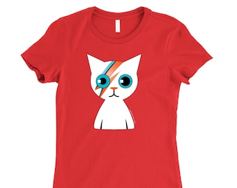 Bowie Cat T-shirt | Women's Tee | Slim Fit | Ziggy Stardust Cat| Choice of Color