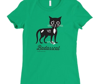 Cat T-shirt | BADASSCAT | Women's Semi-fitted Tee | Choice of Color