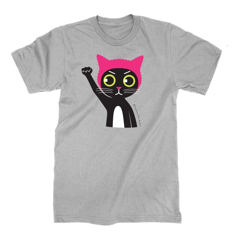 PUSSYHAT PUSSYCAT T-Shirt Unisex Loose-Fit Tee Cat T-Shirt Gray image 1
