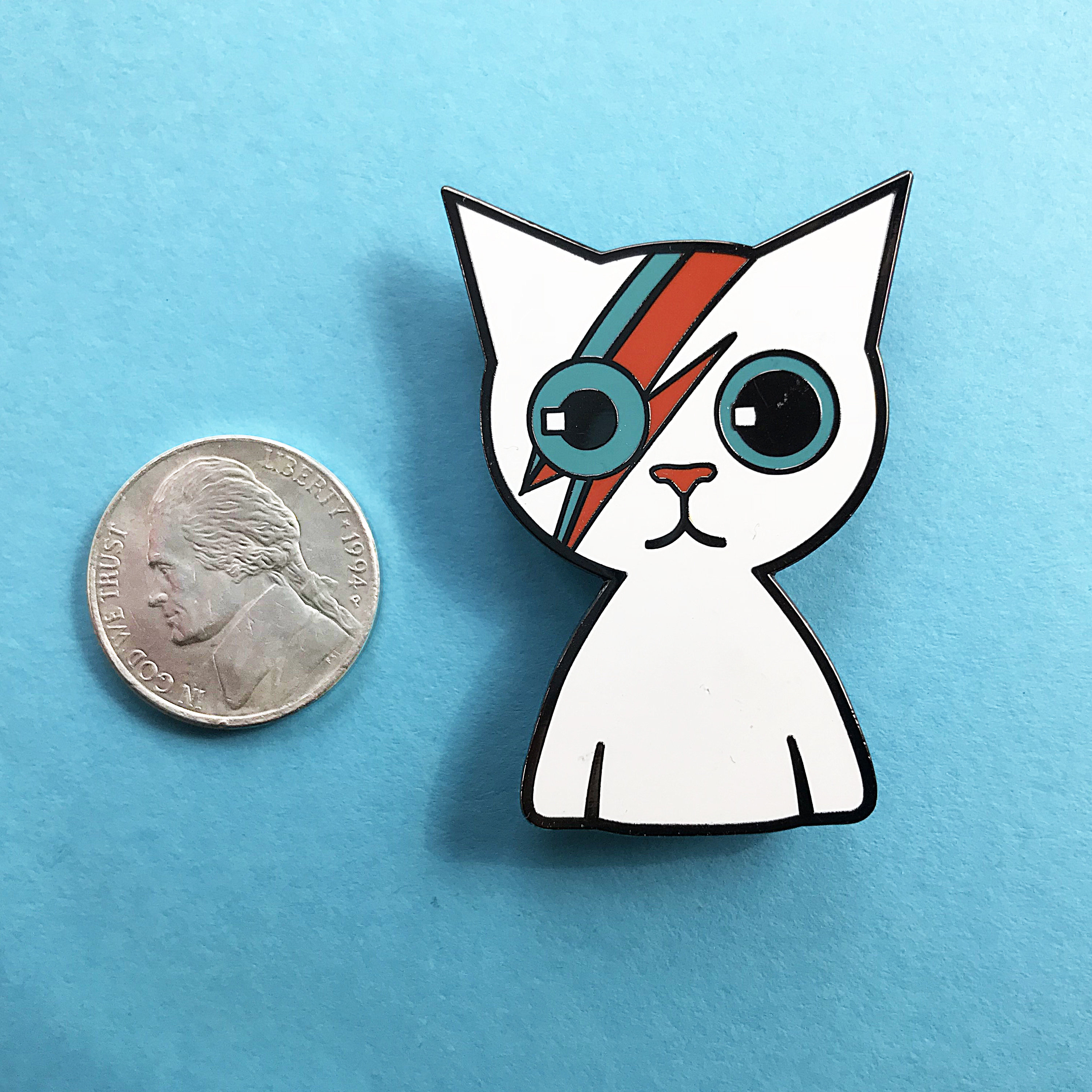 BOWIE CAT PIN Enamel Pin Ziggy Stardust Cat Pin Etsy