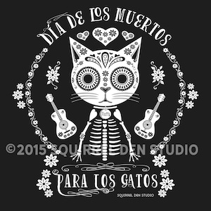 Cat T-shirt Day of the Dead for Cats Dia de los Muertos Unisex Tee Choice of Color image 4