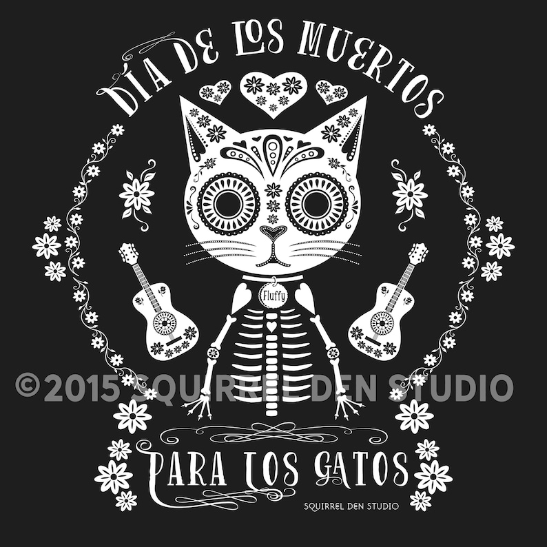 Cat T-shirt Day of the Dead for Cats Dia de los Muertos Unisex Tee Choice of Color image 4