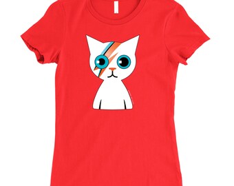 Bowie Cat T-shirt | Women's Tee | Slim Fit | Ziggy Stardust Cat | Choice of Color