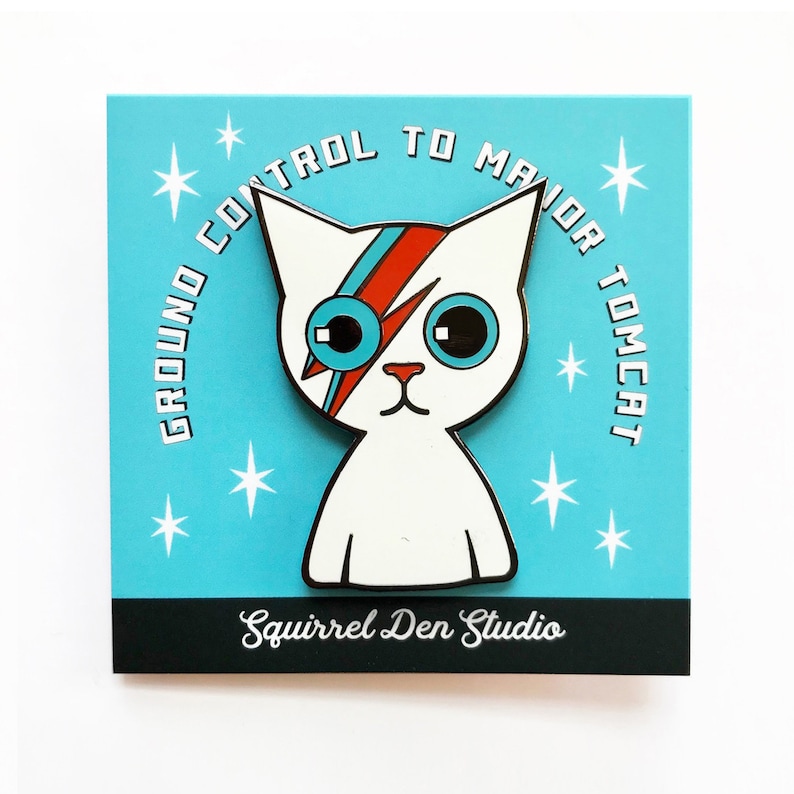 BOWIE CAT PIN Enamel Pin Ziggy Stardust Cat Pin on Sale Etsy