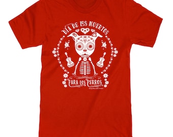 Day of the Dead Dog T-Shirt | Red Unisex Tee