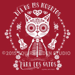 Cat T-shirt Day of the Dead for Cats Dia de los Muertos Unisex Tee Choice of Color image 2