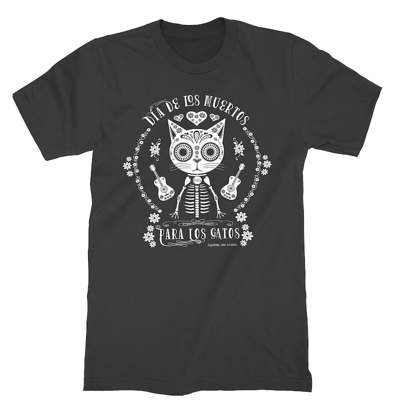 Cat T-shirt Day of the Dead for Cats Dia de los Muertos Unisex Tee Choice of Color Black