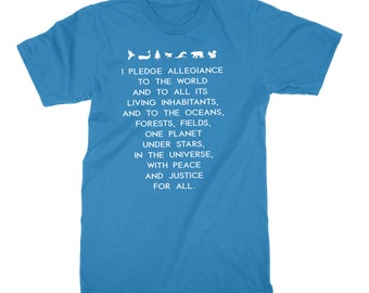 EARTH PLEDGE T-Shirt | Environmental Message on Teal Blue Unisex |  On Sale!