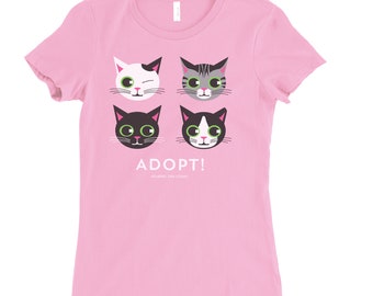 ADOPT CAT | Cat T-shirt | Women's Slim-fitting Tee