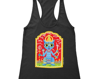 KALI-CAT Tank Top | Hindu Goddess | Flowy Black Racerback Tank | On Sale!