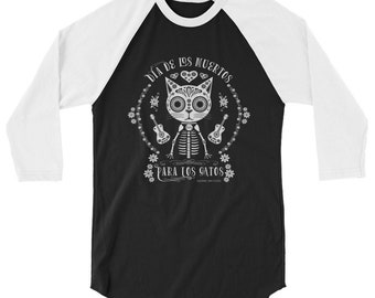 Cat T-Shirt | Day of the Dead | Baseball-style Raglan Sleeve Unisex Shirt