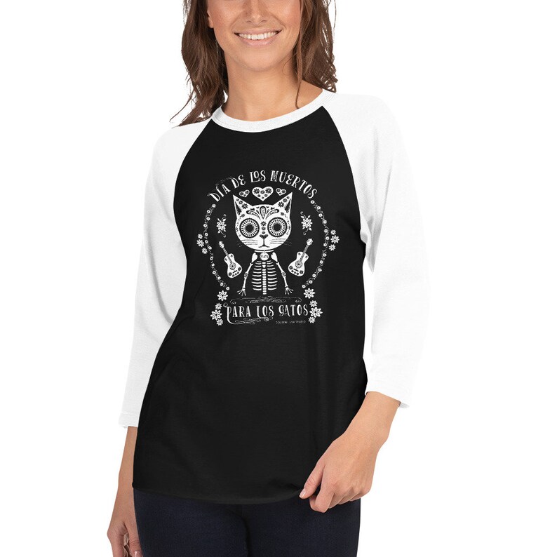 Cat T-Shirt | Day of the Dead | Baseball-style Raglan Sleeve Unisex Shirt