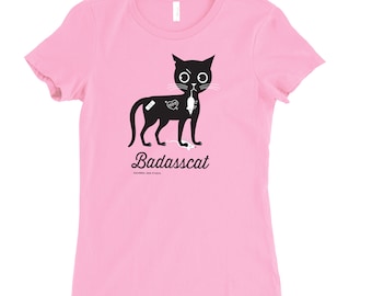 Cat T-shirt | BADASSCAT | Women's Slim-fit Tee | Choice of Color