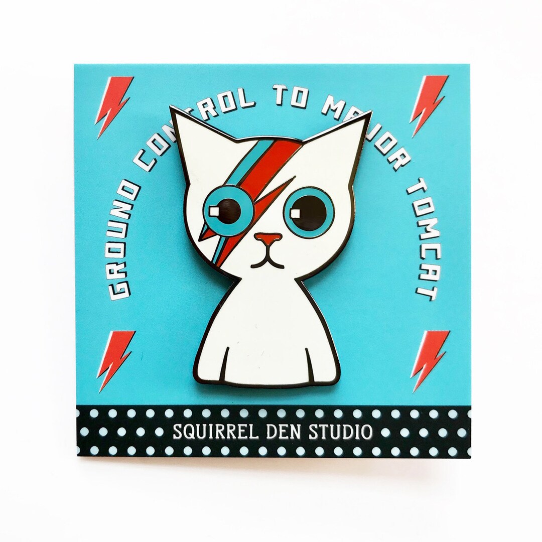 BOWIE CAT PIN Enamel Pin Ziggy Stardust Cat Pin on Sale Etsy