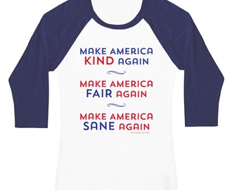 Progressive T-Shirt | MAKE AMERICA SANE Again | Women's Slim-fit Baseball Tee | Now Just 5 Bucks!!