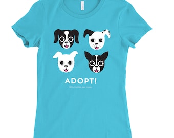 Adopt Dog T-Shirt: Turquoise Blue Slim-Fit Tee