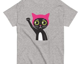 Pussyhat Pussycat Unisex t-shirt | Feminist Cat Shirt | Heather Gray or Pink