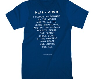 EARTH PLEDGE T-Shirt | Environmental Message on Blue Loose-Fit Unisex Tee