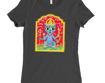 Cat T-shirt | Kali-Cat Tee | Women's Semi-fitted Black Tee